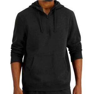 Id Ideology Men’s 1/4-Zip Pullover Hoodie Fleece Hoody - Deep Black - Size Small